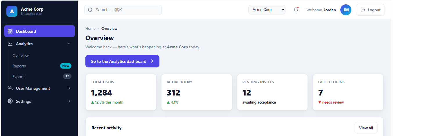 White-label tenant dashboard preview